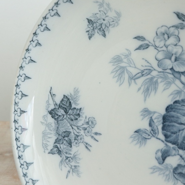 アンティーク コンポティエ FLORE フランス サルグミンヌ製 U&C SARREGUEMINES