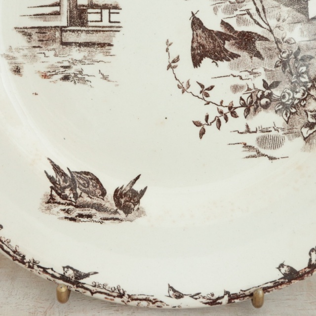 アンティーク プレート 小鳥 皿 フランス ショワジールロワ製 CHOISY LE ROI