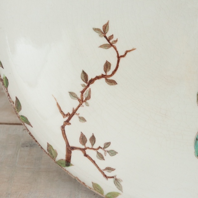 アンティーク コンポティエ 花と小鳥 OXFORD フランス