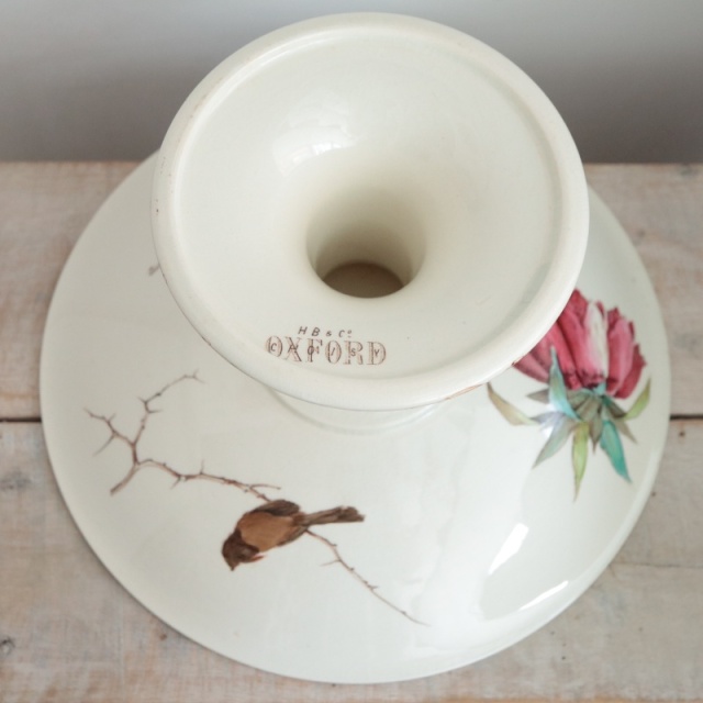 アンティーク コンポティエ 花と小鳥 OXFORD フランス