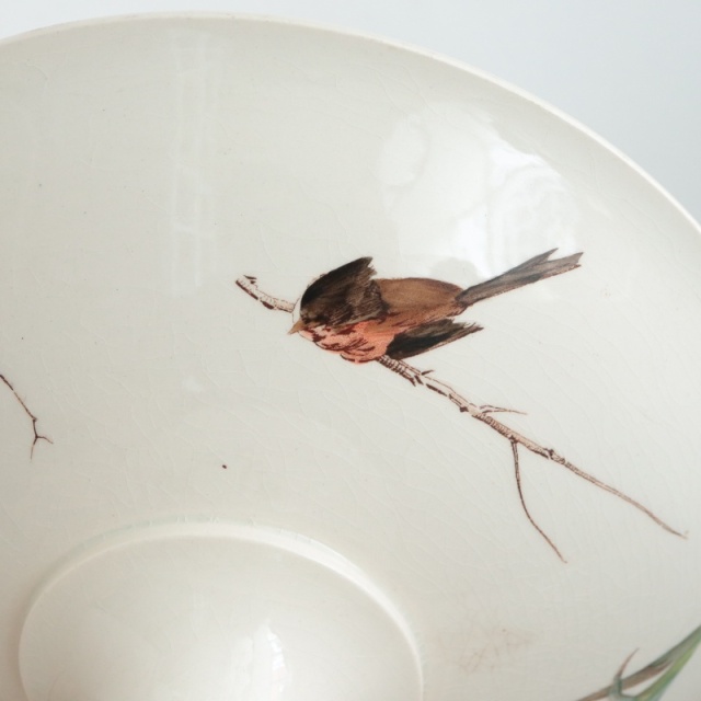 アンティーク コンポティエ 花と小鳥 OXFORD フランス