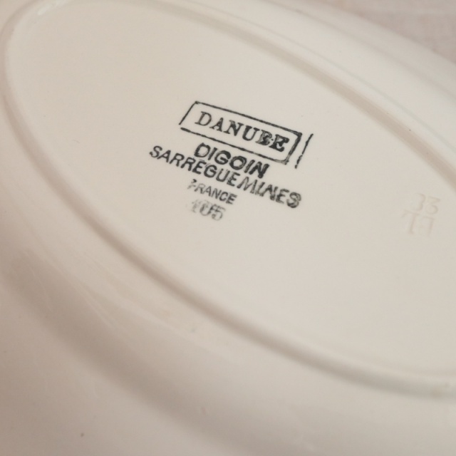 アンティーク ラヴィエ オーバル皿 フランス サルグミンヌ製 DANUBE  DIGOIN & SARREGUEMINES