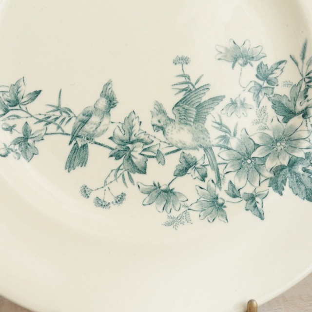 アンティークプレート 小鳥 皿 MIGNON フランス ロンウィー製 LONGWY