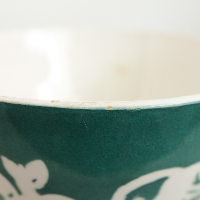 サンタマン窯)シャーベットグリーン アンティーク カフェオレボウル