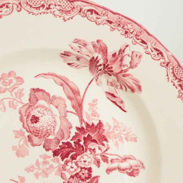 アンティーク プレート フォンタンジュ デザート皿 花リム フランス サルグミンヌ製 FONTANGES SARREGUEMINES