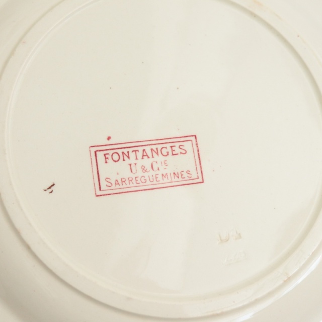 アンティーク プレート フォンタンジュ デザート皿 花リム フランス サルグミンヌ製 FONTANGES SARREGUEMINES