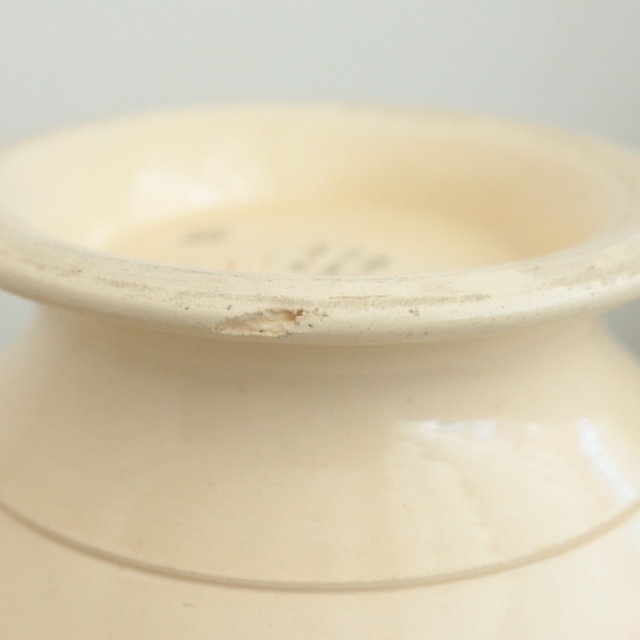 アンティーク カフェオレボウル 花のステンシル フランス リュネヴィル製 K&G LUNEVILLE