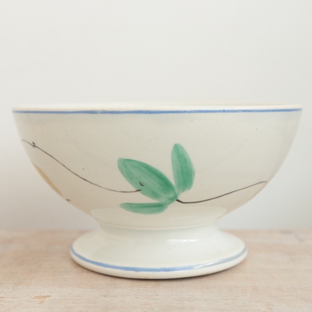 アンティーク カフェオレボウル フルーツ フランス クレイユモントロー製 Creil Montereau