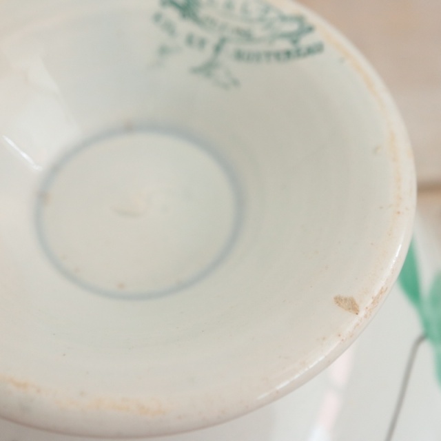 アンティーク カフェオレボウル フルーツ フランス クレイユモントロー製 Creil Montereau