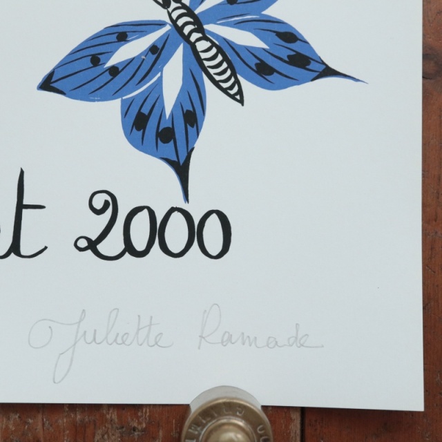 Juliette Ramade ネコ シルクスクリーン ポスター 2000年