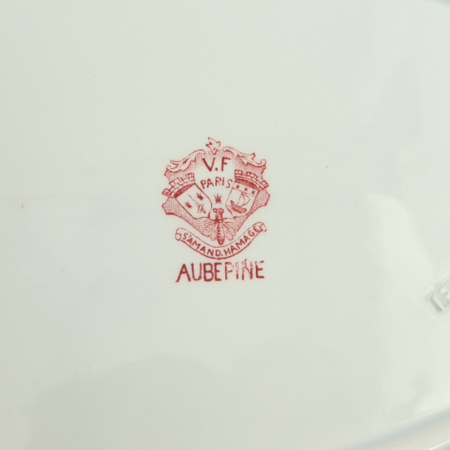 アンティーク プレート 小鳥 オーバル皿 大皿 AUBEPINE フランス サンタマン製 SAINT AMAND HAMAG