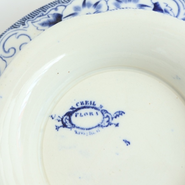 アンティーク コンポティエ FLORA フランス クレイユモントロー製