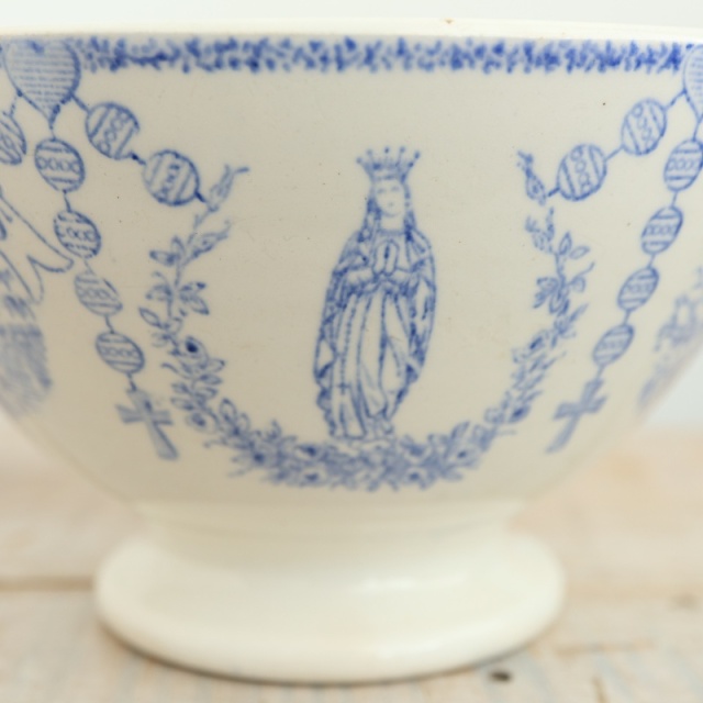アンティーク カフェオレボウル ルルド SOUVENIR DE LOURDES フランス サルグミンヌ製 Digoin & Sarreguemines