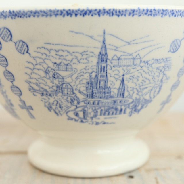 アンティーク カフェオレボウル ルルド SOUVENIR DE LOURDES フランス サルグミンヌ製 Digoin & Sarreguemines