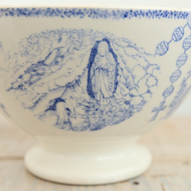 アンティーク カフェオレボウル ルルド SOUVENIR DE LOURDES フランス サルグミンヌ製 Digoin & Sarreguemines