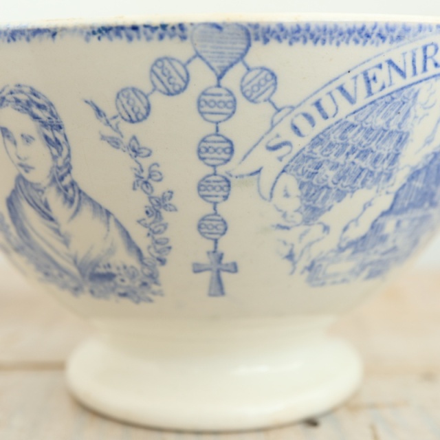 アンティーク カフェオレボウル ルルド SOUVENIR DE LOURDES フランス サルグミンヌ製 Digoin & Sarreguemines