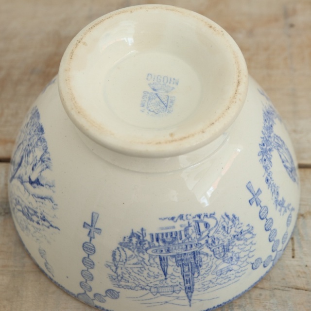 アンティーク カフェオレボウル ルルド SOUVENIR DE LOURDES フランス サルグミンヌ製 Digoin & Sarreguemines