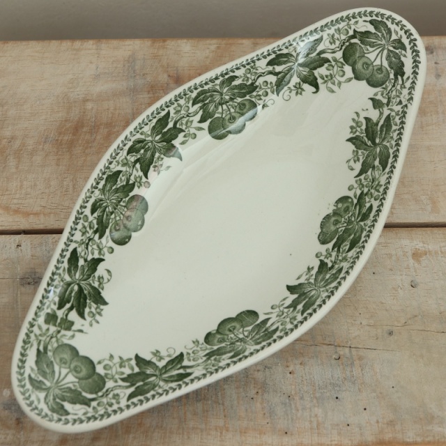 アンティーク ラヴィエ オーバル皿 チェリー フランス バドンヴィレー  