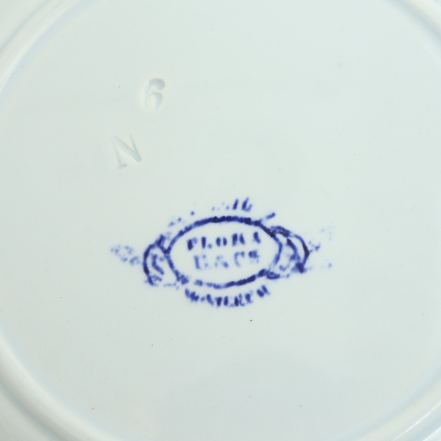アンティークプレート デザート皿 FLORA フランス クレイユモントロー製 Creil Montereau