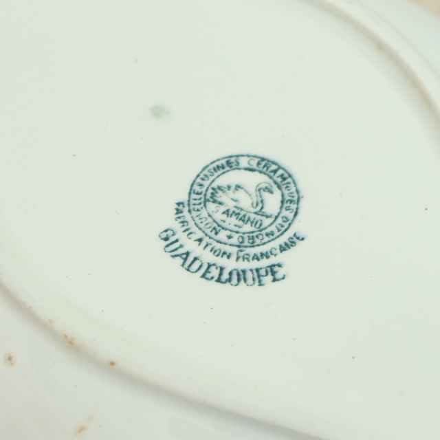 アンティークラヴィエ グアドループ オーバル皿 GUADELOUPE フランス サンタマン製 SAINT AMAND