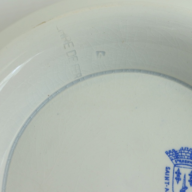 アンティーク コンポティエ 脚付き皿 野イチゴ MARION フランス