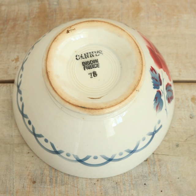 アンティーク カフェオレボウル バラ CANNES フランス ディゴワン製