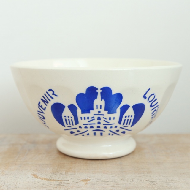 アンティーク カフェオレボウル ルルド SOUVENIR DE LOURDES フランス ディゴワン製 Digoin