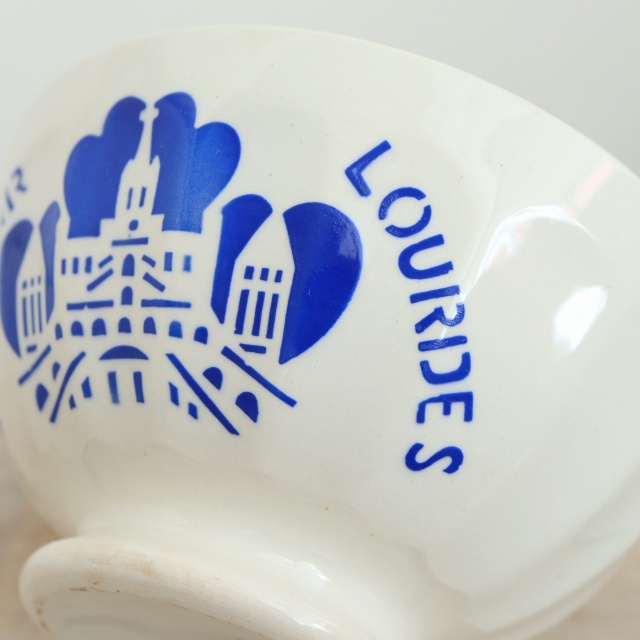 アンティーク カフェオレボウル ルルド SOUVENIR DE LOURDES フランス ディゴワン製 Digoin