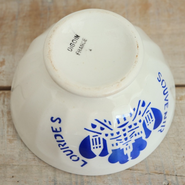 アンティーク カフェオレボウル ルルド SOUVENIR DE LOURDES フランス ディゴワン製 Digoin