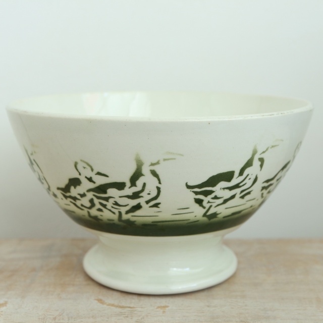 アンティーク カフェオレボウル アヒル フランス バドンヴィレー製 Badonviller