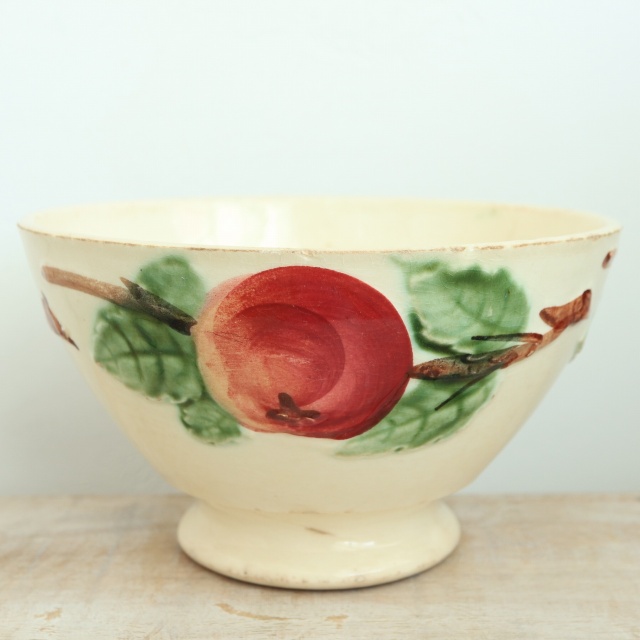 アンティーク カフェオレボウル リンゴ バルボティーヌ フランス ショワジールロワ製 Choisy le Roi