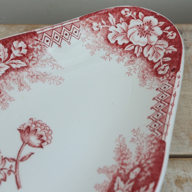 アンティーク ラヴィエ オーバル皿 JARDINIERE フランス サンタマン製 SAINT AMAND HAMAGE