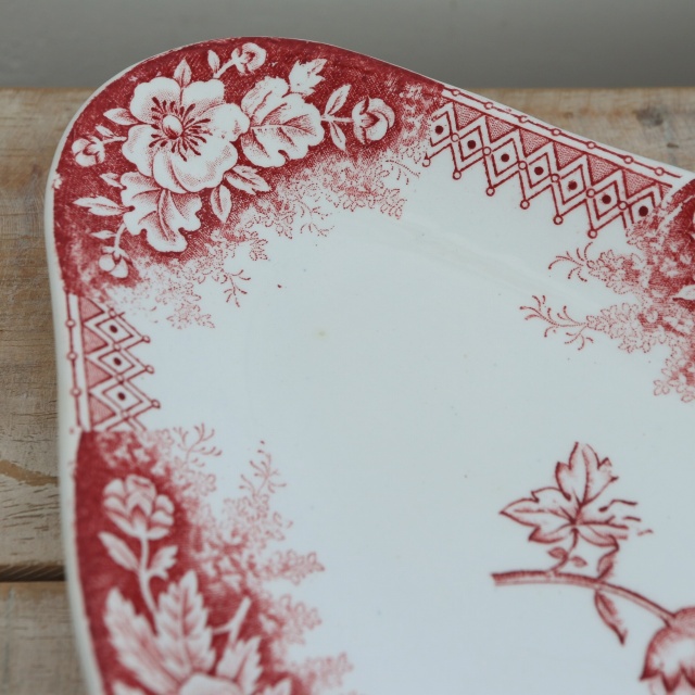 アンティーク ラヴィエ オーバル皿 JARDINIERE フランス サンタマン製 SAINT AMAND HAMAGE
