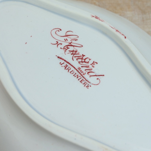アンティーク ラヴィエ オーバル皿 JARDINIERE フランス サンタマン製 SAINT AMAND HAMAGE