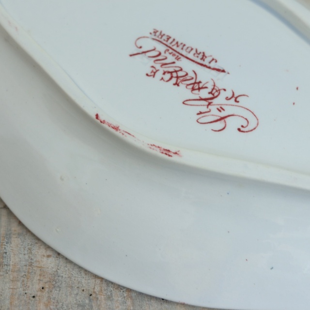 アンティーク ラヴィエ オーバル皿 JARDINIERE フランス サンタマン製 SAINT AMAND HAMAGE