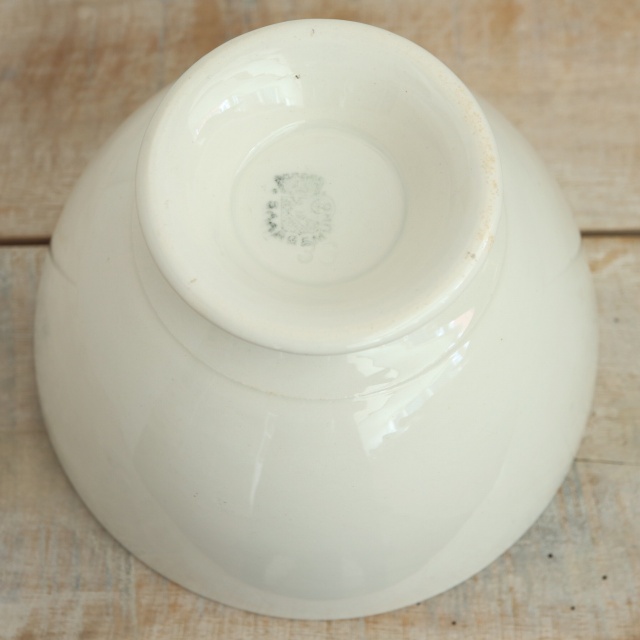アンティーク カフェオレボウル 白 フランス サルグミンヌ製 ドイツ領時代 Saargemund