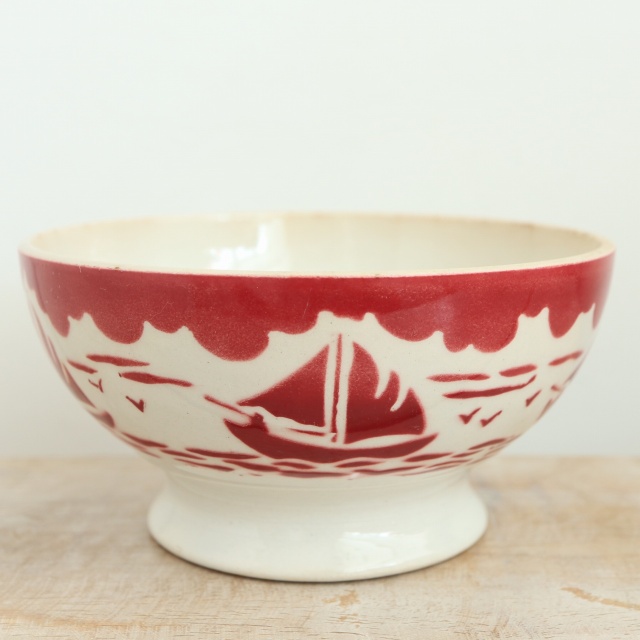 アンティーク カフェオレボウル プチバトー フランス バドンヴィレー製 Badonviller