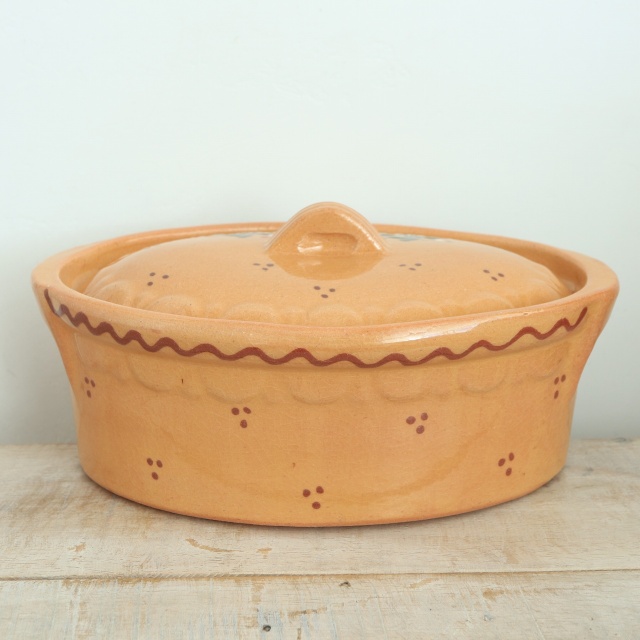 ベッコフ鍋 コウノトリ ナチュラル 23cmサイズ アルザス地方 スフレンハイム焼き 陶器製