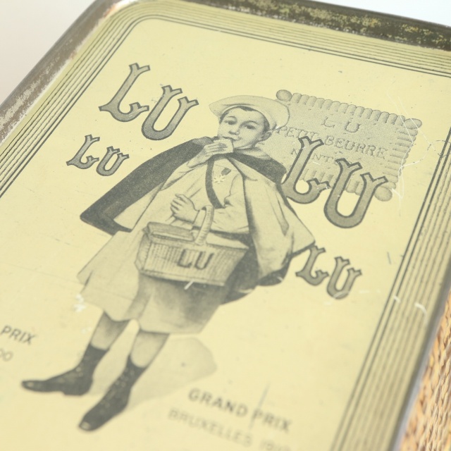 LU ビスケット アンティーク バスケット 缶 LEFEVRE-UTILE 1930