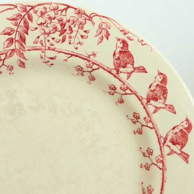 アンティーク コンポティエ 小鳥の花冠 GUIRLANDE D'OISEAUX フランス ジアン製 GIEN