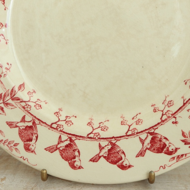 アンティーク コンポティエ 小鳥の花冠 GUIRLANDE D'OISEAUX フランス ジアン製 GIEN