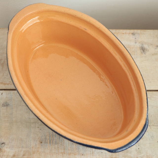 ベッコフ鍋 小花 ダークブルー 23cmサイズ アルザス地方 スフレンハイム焼き 陶器製