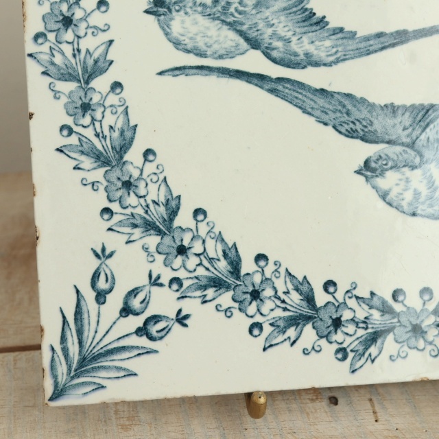 アンティーク タイル ツバメ HIRONDELLES フランス ロンウィー製 LONGWY