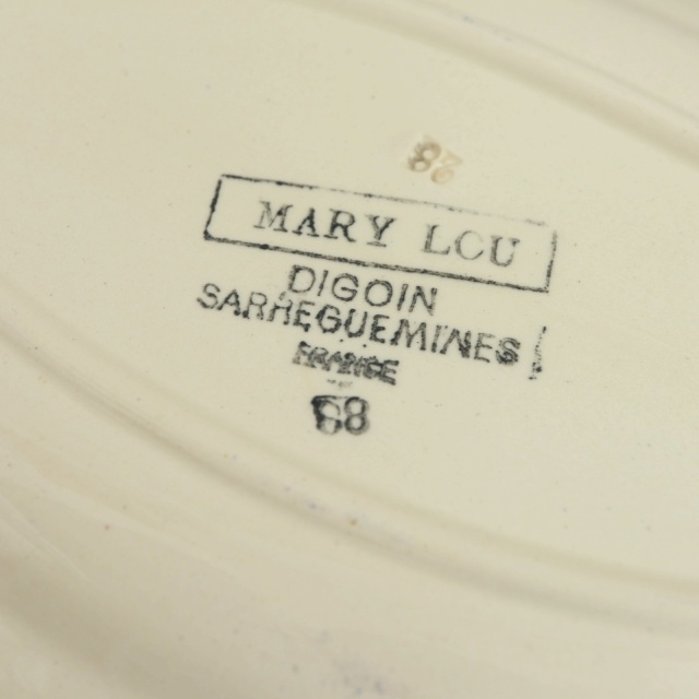 アンティーク ラヴィエ オーバル皿 フランス サルグミンヌ製 MARY LOU DIGOIN SARREGUEMINES