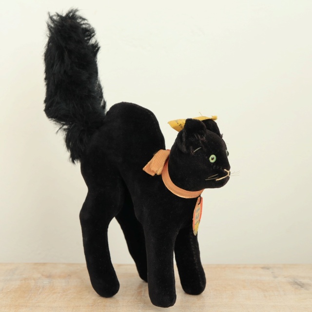 アンティーク シュタイフ 黒猫 Steiff Black Tom Cat 10cm