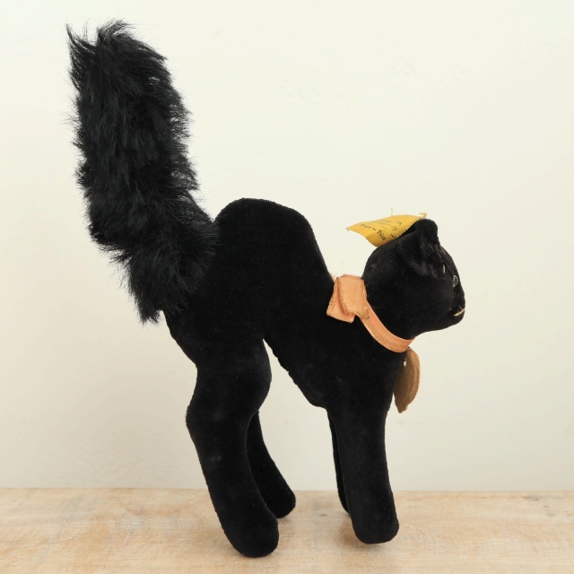 アンティーク シュタイフ 黒猫 Steiff Black Tom Cat 10cm