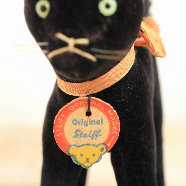 アンティーク シュタイフ 黒猫 Steiff Black Tom Cat 10cm