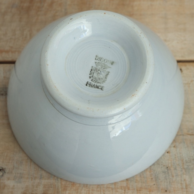 アンティーク カフェオレボウル 淡いブルー フランス ディゴワン&サルグミンヌ製 DIGOIN & SARREGUEMINES