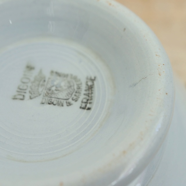 アンティーク カフェオレボウル 淡いブルー フランス ディゴワン&サルグミンヌ製 DIGOIN & SARREGUEMINES