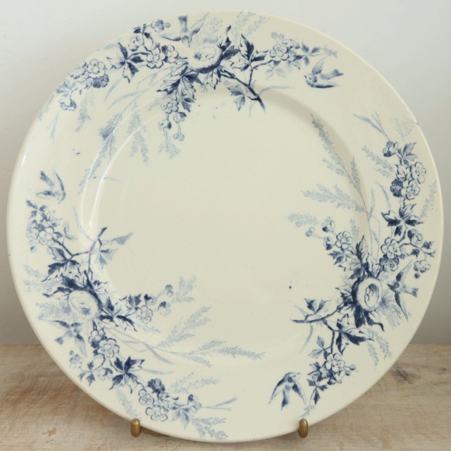 アンティーク プレート デザート皿 小鳥 LINOTTE フランス クレイユモントロー製 Creil Montereau